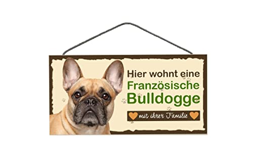 Pfronten Türschild Französische Bulldogge braun (102) aus Holz Schild Hund deutsche Herstellung von Pfronten