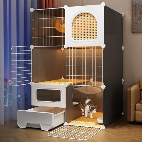 Pgkog Katzenkäfig, Katzenkäfige Für Den Innenbereich mit Katzentoilette, Katzengehege für Den Innenbereich, DIY-katzengehege, Großer Laufstall, Abnehmbare Metalldrahthütte, Ideal für 1–2 Katzen Pgkog Katzenkäfig, Katzenkäfige Für Den Innenbereich mit Katzentoilette, Katzengehege für Den Innenbereich, DIY-katzengehege, Großer Laufstall, Abnehmbare Metalldrahthütte, Ideal für 1–2 Katzen von Pgkog