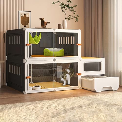 Pgkog katzenkäfig, katzengehege, Katzenkäfige für Den Innenbereich mit Katzentoilette, Schiebetür-Design für Einfache Sicht, Abgebildetes Zubehör Nicht Im Lieferumfang Enthalten, Geeignet für 1–4 Ka Pgkog katzenkäfig, katzengehege, Katzenkäfige für Den Innenbereich mit Katzentoilette, Schiebetür-Design für Einfache Sicht, Abgebildetes Zubehör Nicht Im Lieferumfang Enthalten, Geeignet für 1–4 Ka von Pgkog