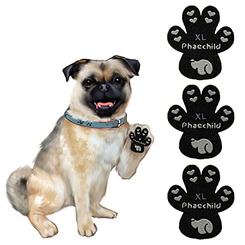 Phaechild Anti-Rutsch Hunde Pfotenschutz,von Ausrutschen auf rutschigen Böden,ungiftig,Brace für schwache Pfoten Hundeschuhe Hundesocken 80 Stücke Schwarz XL von Phaechild