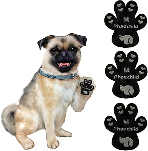 Phaechild Hundepfotenschutz für ältere Hunde auf heißem Gehweg, bietet Traktion, damit sie nicht auf glatten Böden verrutschen, 12 Sets - 48 Pads, Schwarz, Größe M Phaechild Hundepfotenschutz für ältere Hunde auf heißem Gehweg, bietet Traktion, damit sie nicht auf glatten Böden verrutschen, 12 Sets - 48 Pads, Schwarz, Größe M von Phaechild