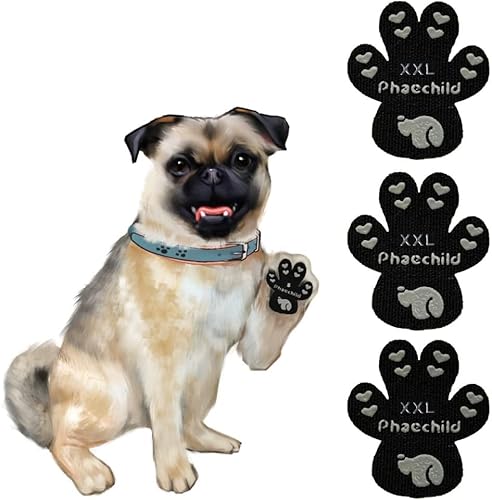 Phaechild Hundepfotenschutz für ältere Hunde auf heißem Gehweg, bietet Traktion, damit sie nicht auf glatten Böden verrutschen, 12 Sets - 48 Pads, schwarz, XXL Phaechild Hundepfotenschutz für ältere Hunde auf heißem Gehweg, bietet Traktion, damit sie nicht auf glatten Böden verrutschen, 12 Sets - 48 Pads, schwarz, XXL von Phaechild