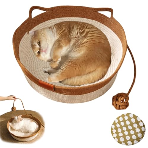Cutypet Katzenkorb, eingebauter Spielball Cutypet Korb, handgewebter Katzenbettkorb - strapazierfähiges gewebtes Seil mit hohen Wänden & Baumwollkissen, kühler & gemütlicher Ruheplatz (Beige, L) Cutypet Katzenkorb, eingebauter Spielball Cutypet Korb, handgewebter Katzenbettkorb - strapazierfähiges gewebtes Seil mit hohen Wänden & Baumwollkissen, kühler & gemütlicher Ruheplatz (Beige, L) von Phaqetre