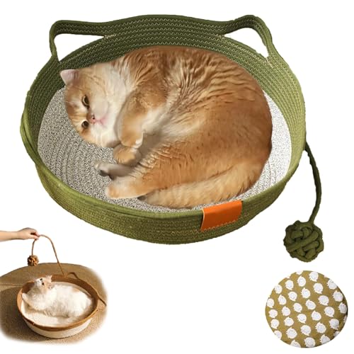 Cutypet Katzenkorb, eingebauter Spielball Cutypet Korb, handgewebter Katzenbettkorb - strapazierfähiges gewebtes Seil mit hohen Wänden & Baumwollkissen, kühler & gemütlicher Ruheplatz (Grün, L) Cutypet Katzenkorb, eingebauter Spielball Cutypet Korb, handgewebter Katzenbettkorb - strapazierfähiges gewebtes Seil mit hohen Wänden & Baumwollkissen, kühler & gemütlicher Ruheplatz (Grün, L) von Phaqetre