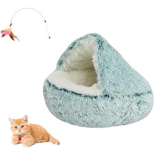 Olvys Cocoon Hundebett, gemütliches Kokonbett für Hunde, Kokon-Haustierbett für Hunde mit Höhle, rundes Katzenbett, Haustiermatratze, Plüsch und waschbar (Grün, 65 cm) von Phaqetre