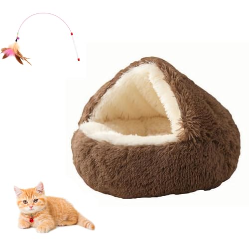 Olvys Cocoon Hundebett, gemütliches Kokonbett für Hunde, Kokon-Haustierbett für Hunde mit Höhle, rundes Katzenbett, Haustiermatratze, Plüsch und waschbar (Khaki, 120 cm) von Phaqetre