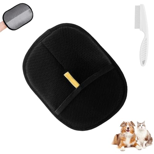 Phaqetre Pawlush Pro Handschuh, Pawlush Pro für Hunde, elektrostatischer Tierhaarentferner-Handschuh, wiederverwendbare doppelseitige Fellpflege-Handschuhe (schwarz, 1 Stück) von Phaqetre