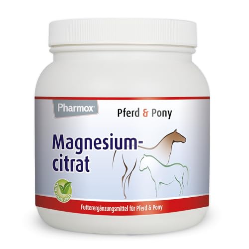 Pharmox Pferd & Pony Magnesiumcitrat (1.500 Gramm Pulver) - 100% aus reinem Magnesium ohne Zusätze - Hochdosiert - Ist gut für die Muskelfunktion - Für den Erhalt starker Knochen von Pharmox