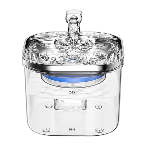 Automatischer Haustierspender mit Intelligente Induktion 2L/67oz Semi-Edelstahl Trinkbrunnen für Haustiere Automatische Wasserspender mit leise (Transparent #-1) von Phefop