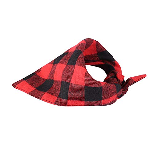 Phefop Halstuch für Haustiere, Bandana-Halsband mit Schwarzem und Rotem Karomuster, Modisch für Kleine Hunde (L) von Phefop