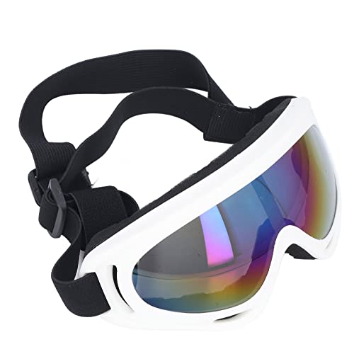 Phefop Hundesonnenbrille, Haustierbrille, aus PVC, Winddicht, Flexibel, Verstellbar, für Kleine und Mittelgroße Hunde, UV-Schutz, Rahmenfarbe 3004 Schwarz (3004 Farbfilm mit weißem von Phefop