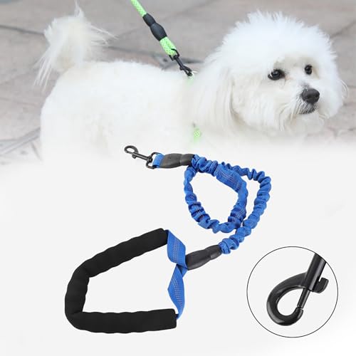 Phefop 3.28ft Elastic Dog -Leine Bequeme Griff -Wanderungstraining Leine für Starke Kontrolle, Ideal für das Training, Rot (Blue) von Phefop