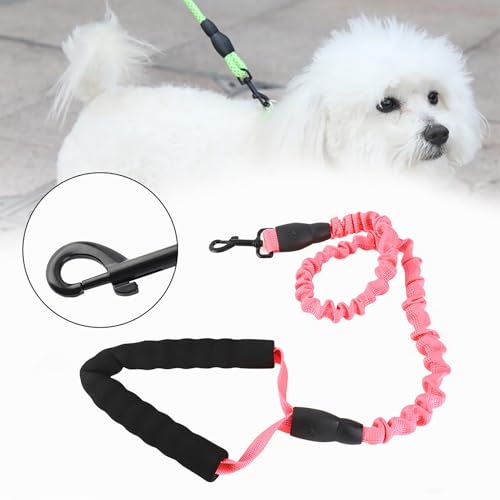 Phefop 3.28ft Elastic Dog -Leine Bequeme Griff -Wanderungstraining Leine für Starke Kontrolle, Ideal für das Training, Rot (Rosig) von Phefop