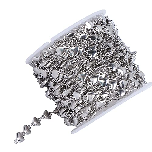 Phefop Anpassbare Pfirsichherzkette für Halskette und Armband, 5m Edelstahl -Bordsteinkette DIY -Handwerksversorgung für Körperschmuck Phefop Anpassbare Pfirsichherzkette für Halskette und Armband, 5m Edelstahl -Bordsteinkette DIY -Handwerksversorgung für Körperschmuck von Phefop