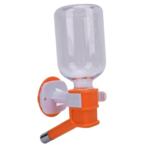 Phefop Hängende Wasserflasche für Haustiere 300 Ml Kapazität Edelstahlkugellager Käfig Wasserflasche für Hunde Katzen Meerschweinchen Kleine Tiere mit Hängenden Design (ORANGE) von Phefop