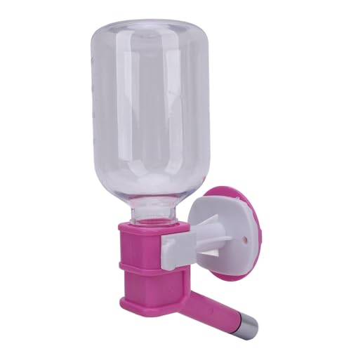 Phefop Hängende Wasserflasche für Haustiere 300 Ml Kapazität Edelstahlkugellager Käfig Wasserflasche für Hunde Katzen Meerschweinchen Kleine Tiere mit Hängenden Design (Rosenrot) von Phefop