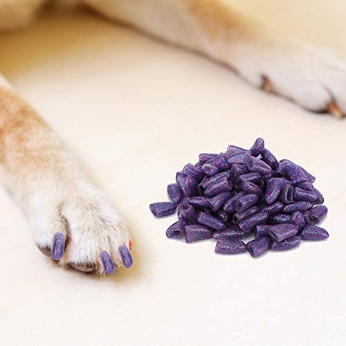 Phefop Haustierhund Weiche PVC -Nagelabdeckung Zum Pflegen, das Kratzen Verhindern, 100pcs Crystal Pink/Large, Mittelgroße Hunde (S) von Phefop