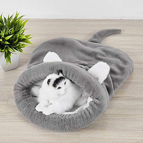Phefop Haustierschlafsack, Langlebig, Bequem, Waschbar, Haustierbetten für Katzen und Kleine Hunde (Grau M) von Phefop