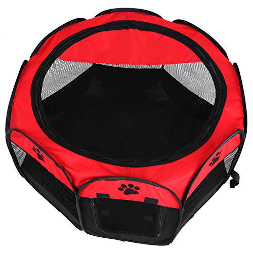 Phefop Haustierzelt Tragbares Mesh Cage-Trainingspiel Zelt für Innen-/Outdoor-Hundekatze Besitzer, Langlebiges Oxford-Stoff Leichtes Design für Reisen und Mobilität, 8-seitiges Belüftetes Panel (Rot) Phefop Haustierzelt Tragbares Mesh Cage-Trainingspiel Zelt für Innen-/Outdoor-Hundekatze Besitzer, Langlebiges Oxford-Stoff Leichtes Design für Reisen und Mobilität, 8-seitiges Belüftetes Panel (Rot) von Phefop