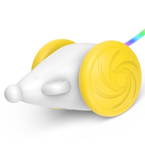 Phefop Interaktive Katzenspielzeug für Innenkatzen Spielzeug Bewegen Bewegung für die Meisten Katzen und Kätzchen Innenübung Spielzeug Farbenfroh Aktiviert (Yellow) von Phefop