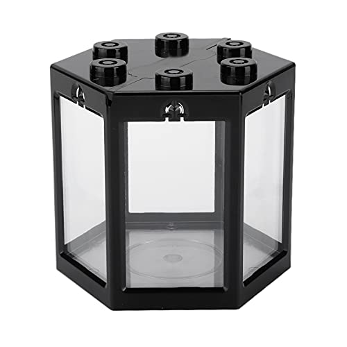 Phefop Mini -Aquarium für Betta -Fische - Kleines Sechskantfischaquarium, mit Abgerundeten Ecken, Haltbarem Kunststoffmaterial überlagbares Büroschreibtisch Dekor Einfach zu Tragen und (Black) von Phefop