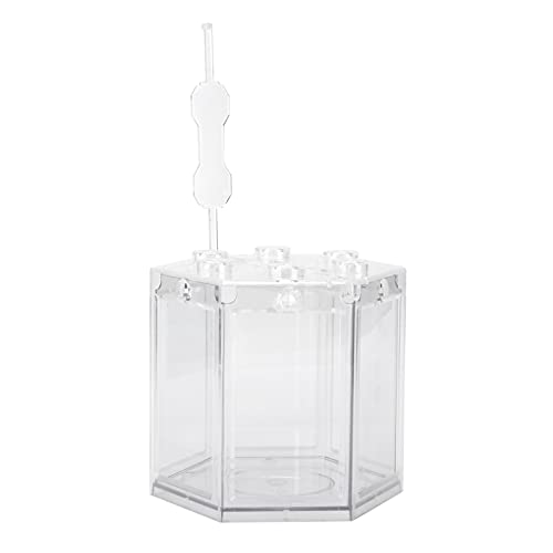 Phefop Mini -Aquarium für Betta -Fische - Kleines Sechskantfischaquarium, mit Abgerundeten Ecken, Haltbarem Kunststoffmaterial überlagbares Büroschreibtisch Dekor Einfach zu Tragen und (klar) von Phefop