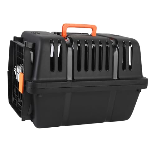 Phefop Plastik -Haustierträger, Hundereisekiste Airline Zugelassener Haustierträger für Kleine Tiere mit Geräumigem Atmungsaktivem Design Leichtes Tragbarem Zwinger (Black) von Phefop