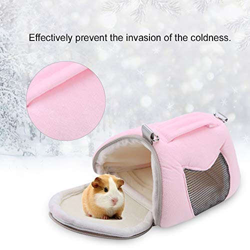 Phefop Top -Qualität PET -Tragetasche, Atmungsaktueller Kleiner Tierträger Hamster Reisetasche für Rennmeld, Ratte, Frettchen Pink/Grau (Rosig) von Phefop