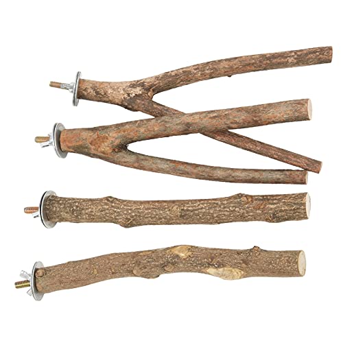Phefop Vogelperch Stand Set, für Papageien 2 PCS Cage Barch mit Y & Stick AST, Sicheres Unbehandeltes Holz -Vogel -Fitnessspielzeug Zum Klettern, Kauen, Spielen von Phefop
