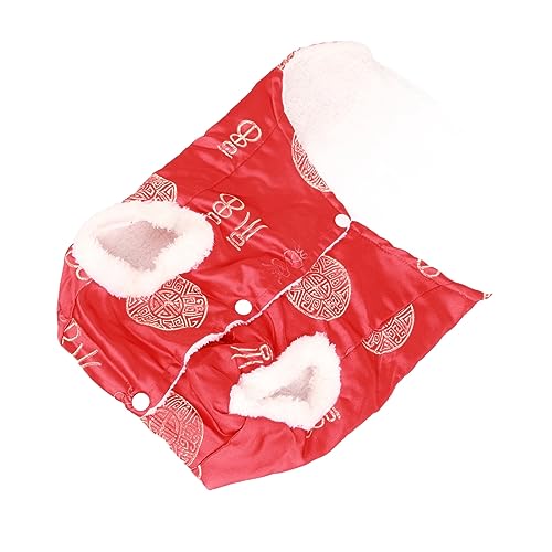 Phefop Tang Suit Haustierkostüm, Attraktiver Festlicher Wintermantel für Kleine und Mittelgroße Hunde, Rote Plüschkleidung für Festivals und Versammlungen (2XL) von Phefop