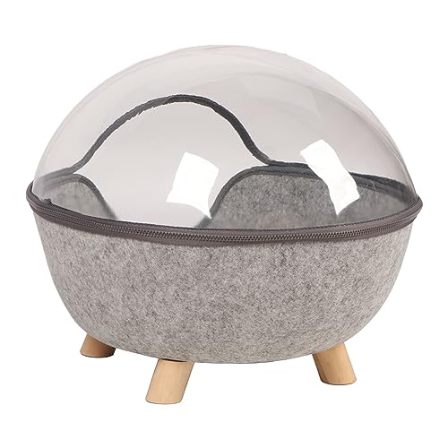Versteck mit langlebigen Holzbeinen für Katzen mit transparenter Oberseite, für alle Jahreszeiten, bequeme und multifunktionale Verwendung zum Ausruhen und Spielen, Material: Versteck mit langlebigen Holzbeinen für Katzen mit transparenter Oberseite, für alle Jahreszeiten, bequeme und multifunktionale Verwendung zum Ausruhen und Spielen, Material: von Phefop