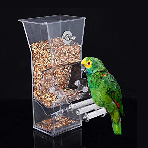 Vogel Fütterung mit Verstellbarem Deckel für Kleine Vögel ohne Mess, Abnehmbares Tablett, Automatisch Acryl-Vogel Fütterung Gerät von Phefop