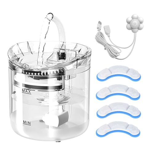 Wasserbrunnen für Haustiere, Automatik Dispenser Katze, 2L, Leise, Haustiertrinkbrunnen mit 3-fach Filtration und 6° Rampe Winkel 2 (Phefop0gkuz63f47-1) von Phefop