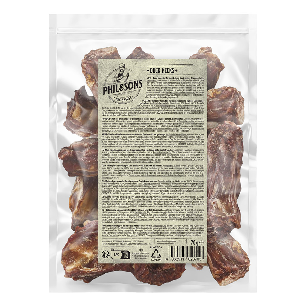 Phil & Sons Entenhälse - Sparpaket: 420 g (6 x 70 g) von Phil & Sons