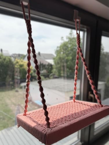 Phinias Place Katzenliege fürs Fenster mit Fensterhaken, aus Massivholz und Baumwolle handgefertigt (Altrosa, 48x30cm) von Phinias-Place