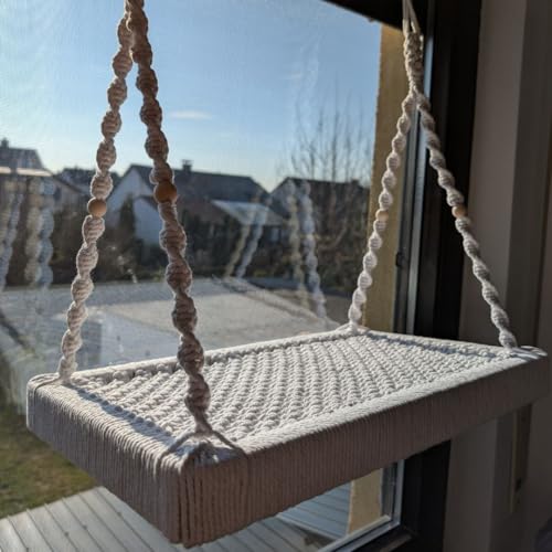Phinias Place Katzenliege fürs Fenster mit Fensterhaken, aus Massivholz und Baumwolle handgefertigt (Weiß, 48x30cm) von Phinias-Place