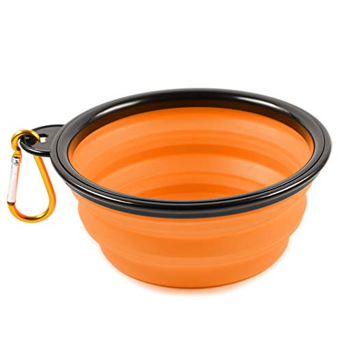 PhoneNatic Faltbarer Silikon-Hundenapf in orange, Reisenapf für Hunde und Katzen mit Karabiner -, S, orange, 350 ml, 60014333 von PhoneNatic