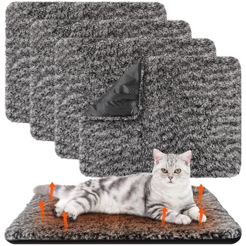 Photect 4 Selbstheizende Katzendecke Selbstheizende Decke für Haustiere Warme Selbstwärmende Waschbare Haustier Hunde Katzen Wärmedecke Abnehmbar rutschfeste Wärmematte(Grau) von Photect