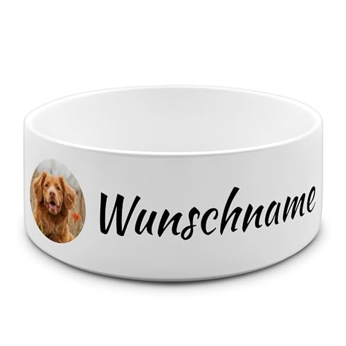 PhotoFancy® - Personalisierter Futternapf mit eigenem Foto und Namen oder Text Bedruckt - Für Hunde - Napf, Hundenapf, Wassernapf selbst gestalten - Design: Layout 2 - Variante: Groß 950 ml von PhotoFancy