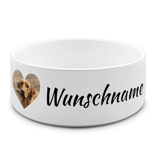 PhotoFancy® - Personalisierter Futternapf mit eigenem Foto und Namen oder Text Bedruckt - Für Hunde - Napf, Hundenapf, Wassernapf selbst gestalten - Design: Layout 3 - Variante: Groß 950 ml von PhotoFancy