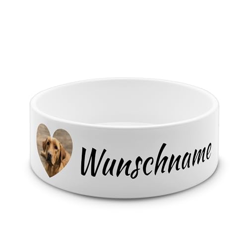 PhotoFancy® - Personalisierter Futternapf mit eigenem Foto und Namen oder Text Bedruckt - Für Hunde - Napf, Hundenapf, Wassernapf selbst gestalten - Design: Layout 3 - Variante: Klein 500 ml von PhotoFancy