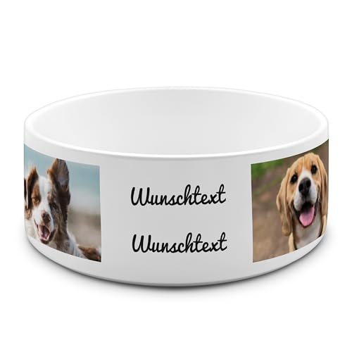 PhotoFancy® - Personalisierter Futternapf mit eigenem Foto und Namen oder Text Bedruckt - Für Hunde - Napf, Hundenapf, Wassernapf selbst gestalten - Design: Layout 4 - Variante: Groß 950 ml von PhotoFancy