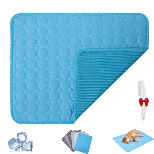Nordseepfote Kühlmatte, Kühlmatte Hund Testsieger, Pfotenfrost Matte Für Katzen Hund, Selbstkühlende Kühlmatte Haustier, Waschbar Für Zuhause, Auto, Garten Oder Unterwegs (Dunkelblau, XS) von Phqenzap
