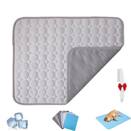 Nordseepfote Kühlmatte, Kühlmatte Hund Testsieger, Pfotenfrost Matte Für Katzen Hund, Selbstkühlende Kühlmatte Haustier, Waschbar Für Zuhause, Auto, Garten Oder Unterwegs (Hellgrau, XS) von Phqenzap