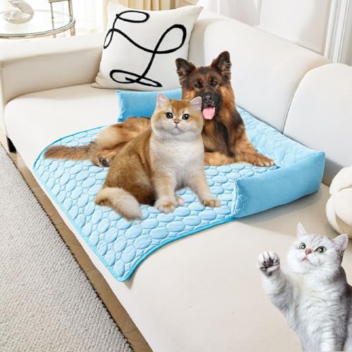 Pelzbarn Kühlendes Sofabett, Pelsbarn Kühlendes Sofabett, wasserdichte Haustiermatte Für Katzen Und Hunde, Sommerkühles Haustiersofa-Eiskissen (Blau, 70cm*70cm) von Phqenzap