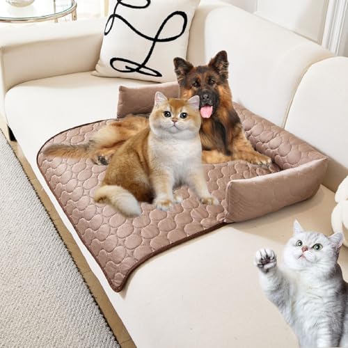 Pelzbarn Kühlendes Sofabett, Pelsbarn Kühlendes Sofabett, wasserdichte Haustiermatte Für Katzen Und Hunde, Sommerkühles Haustiersofa-Eiskissen (Braun, 70cm*70cm) von Phqenzap