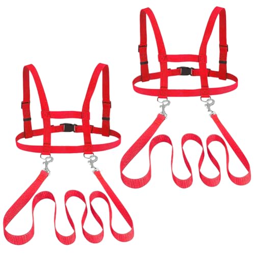 2 Stück Pferdeleine zum Spielen für Kinder, Verstellbar Pferdegeschirr Kinder für Spielpferd, mit Karabinerhaken (Rot, 2 Stück) von Piashow