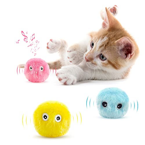 Piashow Katzenspielzeug Selbstbeschäftigung 3 Stück Katzenball Elektrisch mit Gerausch, Interaktives Katzenspielzeug Ball mit Katzenminze Für Katze Zum Spielen von Piashow