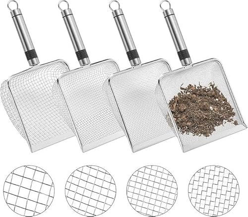 Piashow 4er-Set Gartensieb aus Edelstahl - Erdsieb, Sandsieb & Kompostsieb mit Griff (2mm, 2.8mm, 3.8mm, 5mm Maschen) - Robustes Sieb für Garten, Kompost & Sand von Piashow