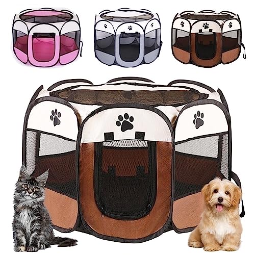 Welpenlaufstall Tierlaufstall Faltbar für Hunde, Welpenauslauf Oxford-Gewebe Hundehütte Wasserdichter Laufstall für Hunde Hasen Meerschweinchen Katzen für innern oder außen, 73x73x43cm Braun Welpenlaufstall Tierlaufstall Faltbar für Hunde, Welpenauslauf Oxford-Gewebe Hundehütte Wasserdichter Laufstall für Hunde Hasen Meerschweinchen Katzen für innern oder außen, 73x73x43cm Braun von Piashow